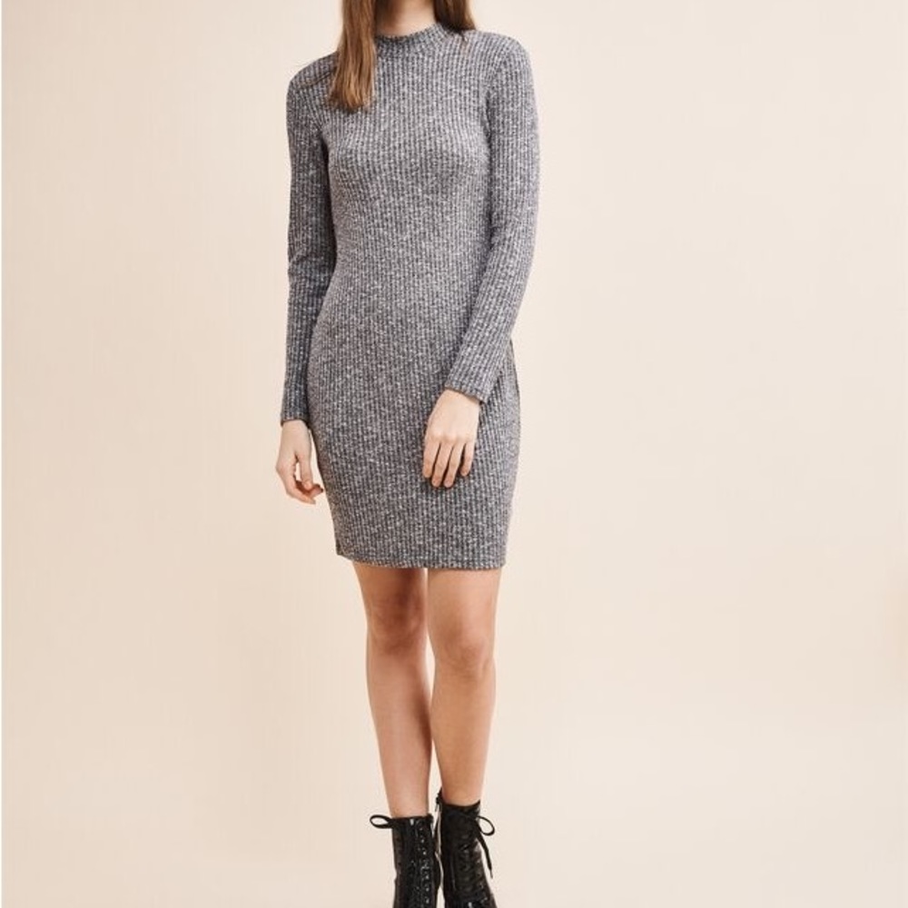 Dynamite - Gray Long Sleeve Dress with Snaps
